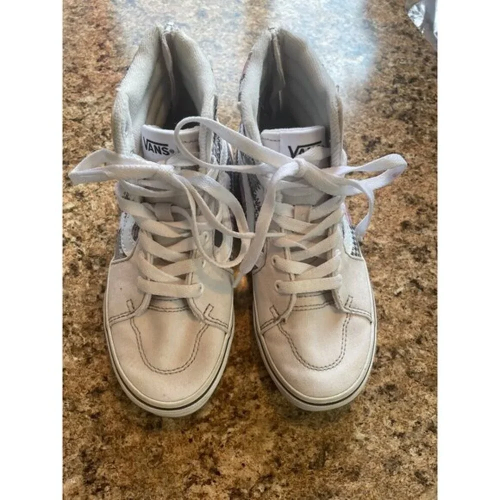 Vans Sk8-Hi Zip Houndstooth White High Top Sneakers‎ Kids Shoes